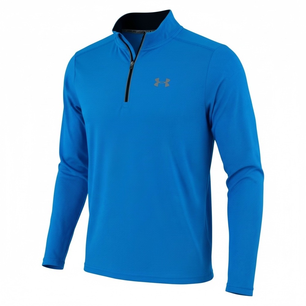 Under Armour Men's Blue Heatgear Quarter Zip Long Sleeve Fitted‎ Shirt MD